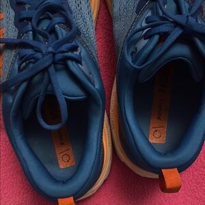 Hoka Vibrant Blue and Orange Athletic Shoes
